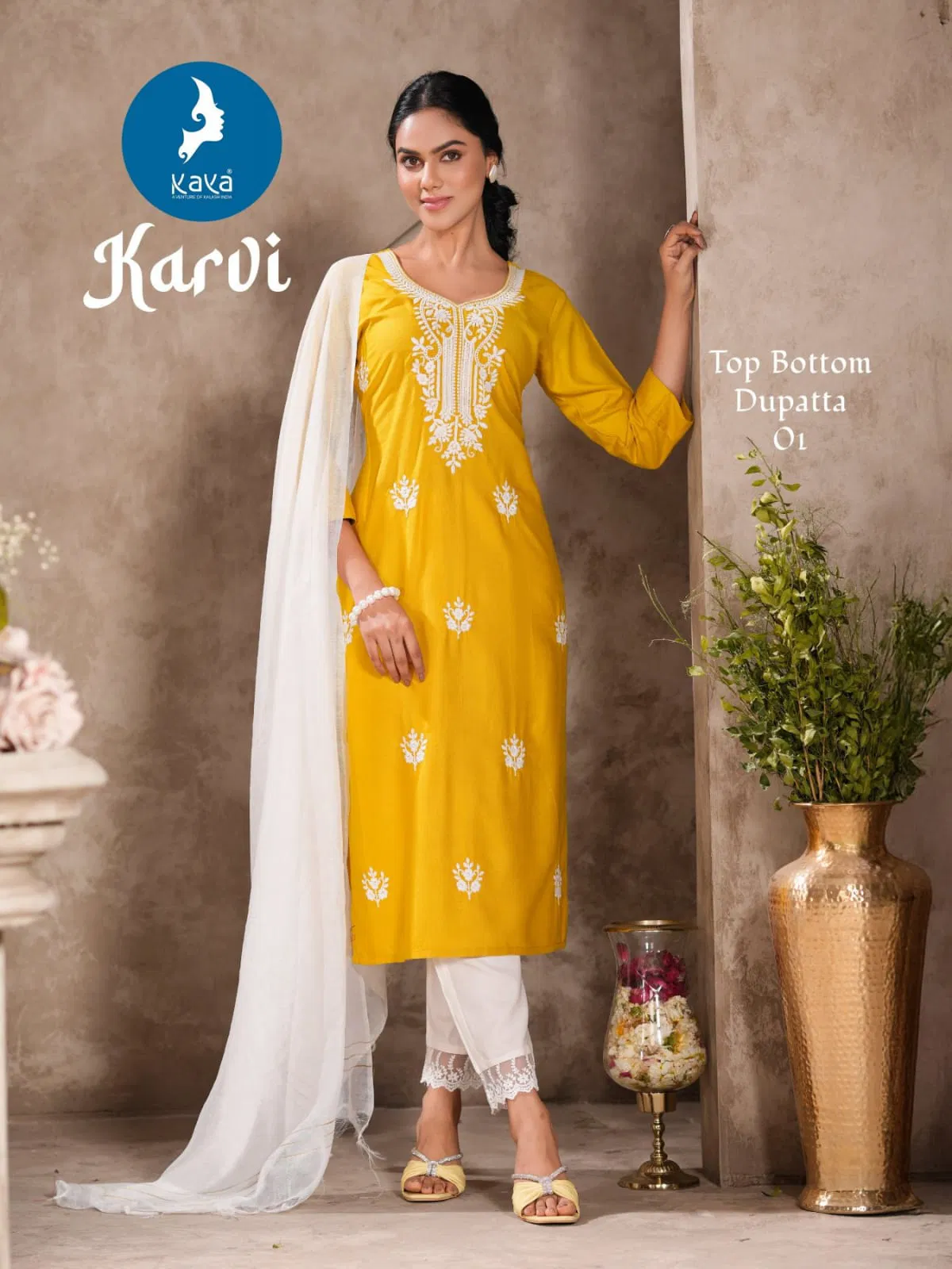 Karvi By Kaya Rayon Wholesale Kurti With Bottom Dupatta Suppliers In Mumbai